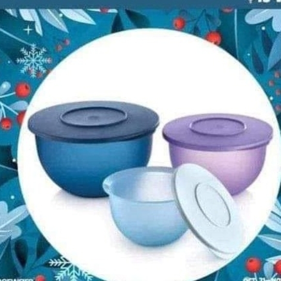 Tupperware Impressions Purple and Blue Bowls Set/3 - Picture 3 of 8